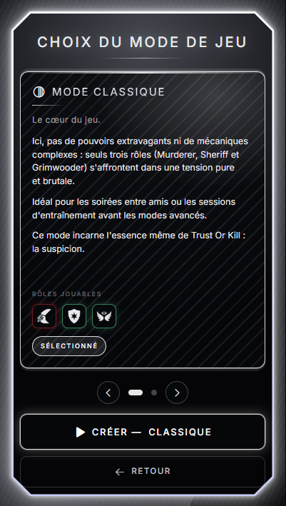 Choix du mode de jeu