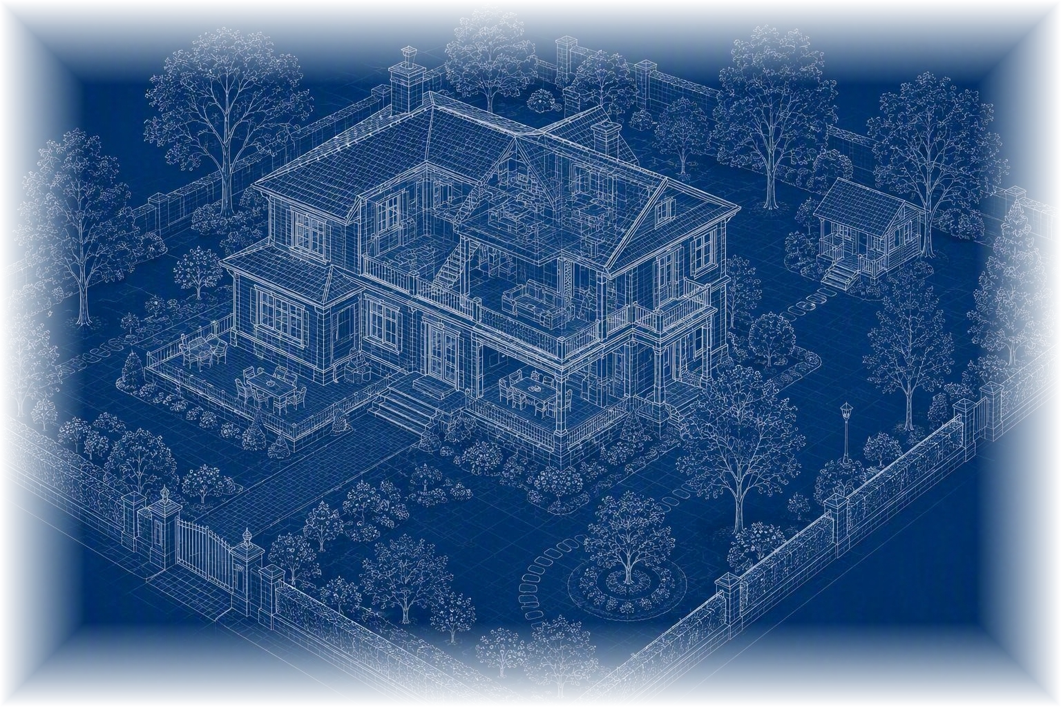 Plan d'une maison avec jardin, terrain de jeu type